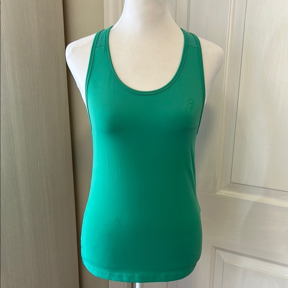 ASICS Green Sleeveless Fitted Sport Tank Top Sz S